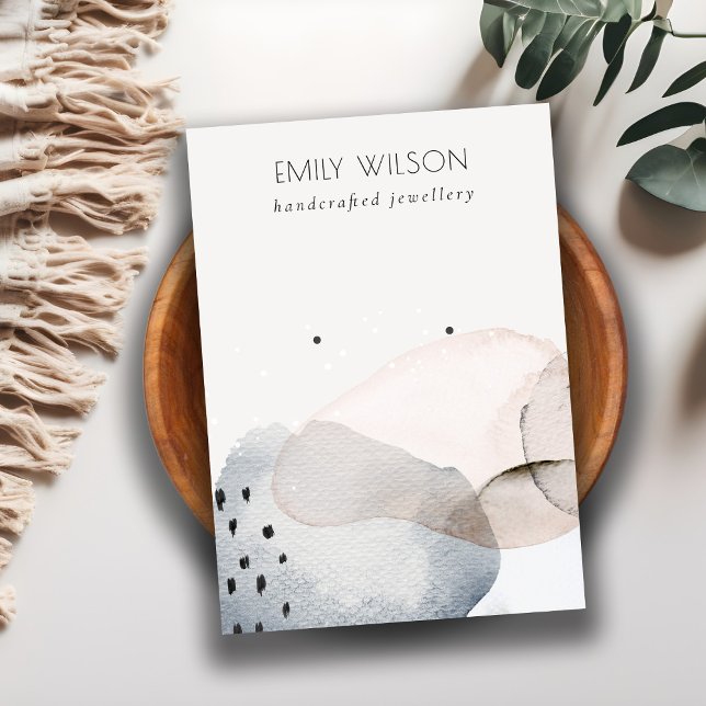 Chic Abstract Pink Blue Watercolor Earring Display Business Card (Creator Uploaded)