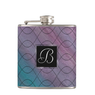 Chic Abstract   Pink Teal Blue Turquoise Purple Hip Flask