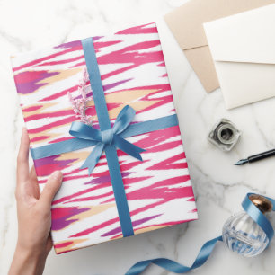 Chic abstract pink watercolor ikat pattern wrapping paper
