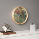 Chic Abstract Retro Triangles Mosaic Pattern Clock<br><div class="desc">Beautiful contemporary subdued masculine teal blue, olive and dark green, burnt orange, ochre yellow, mauve and taupe brown coloured triangles and squares polygon mosaic pattern. Ornate, whimsical, funky, hipster design for the classy artistic fashionista or stylish artsy fashion diva, the modern popular hip trendsetter, vintage retro, nouveau deco or abstract...</div>