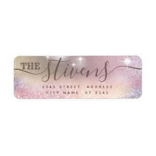 Chic adorable script glittery family return address label