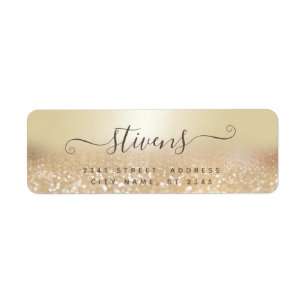 Chic adorable script gold glittery family return address label