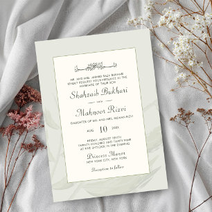 Chic Aesthetic Watercolor Islamic Wedding Monogram Invitation
