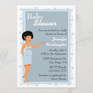 Chic African American Baby Boy Shower Invitation