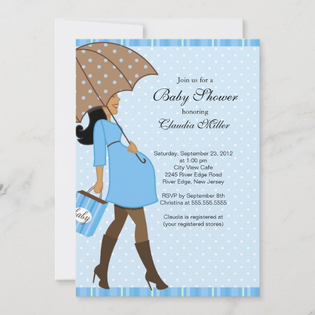 Chic African American Pregnant Mum Baby Shower Invitation (Front)
