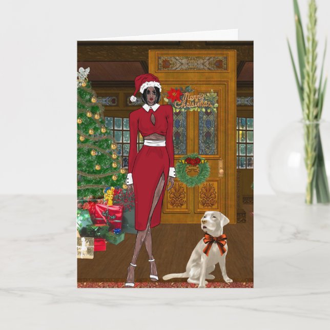 Chic African American Woman Christmas Card (Front)