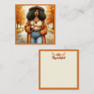Chic African American Woman Thanksgiving Fall Card