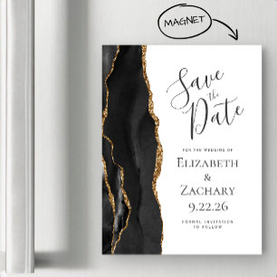 Chic Agate Black Gold Magnetic Save the Date