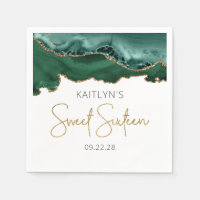 Chic Agate Emerald Green Gold Sweet 16 Birthday