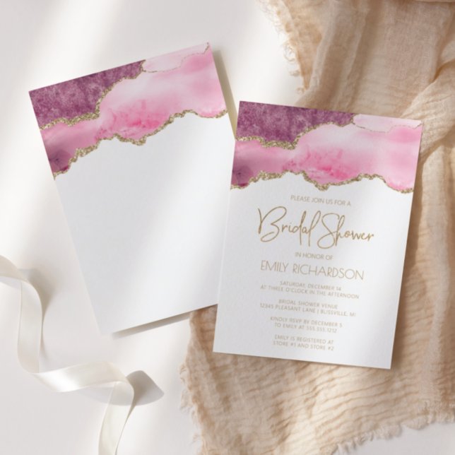 Chic Agate Geode Pink Gold Bridal Shower Invitation (Creator Uploaded)