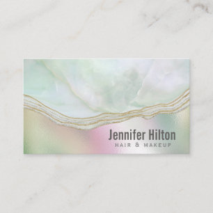 Chic agate geode professional  holographic busines business card