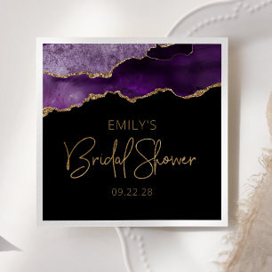 Chic Agate Geode Purple Gold Bridal Shower Napkin