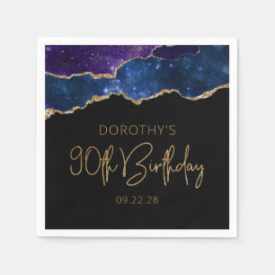 Chic Agate Geode Starry Gold 90th Birthday Party Napkin