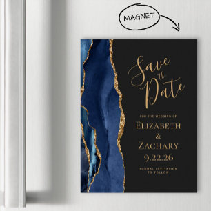 Chic Agate Navy Blue Gold Dark Magnetic