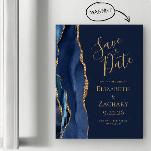 Chic Agate Navy Blue Gold Magnetic Card
