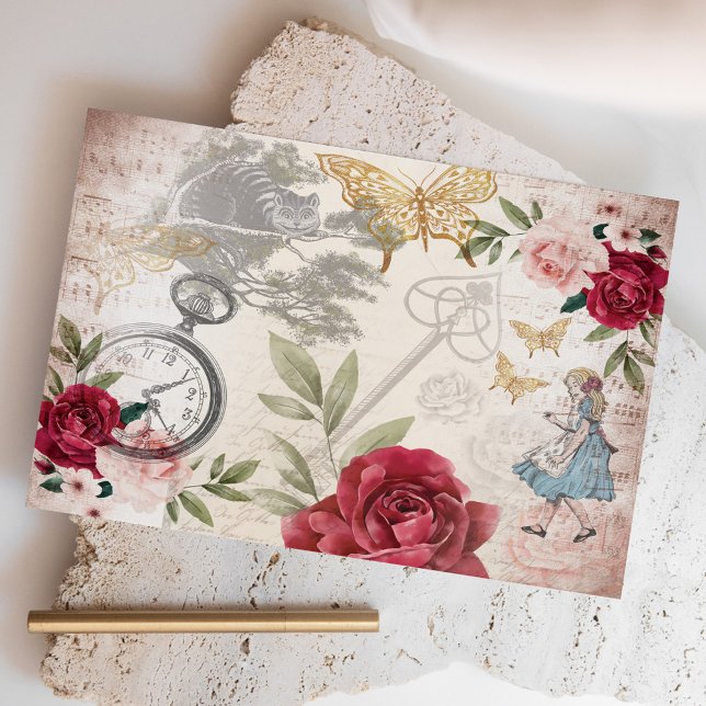 Chic Alice In Wonderland Vintage Decoupage Tissue Paper (Creator Uploaded)