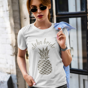 Chic Aloha Tribe Hawaiian Silver Pineapple Bride T-Shirt