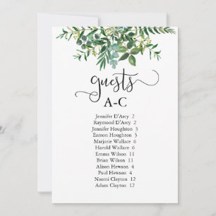 Chic alphabetical guest seating greenery wedding   invitation