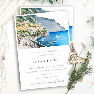 Chic Amalfi Coast Italy Landscape Bridal Shower Invitation