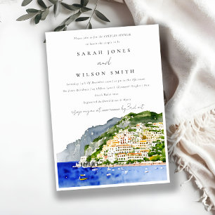 Chic Amalfi Coast Italy Landscape Couples Shower Invitation