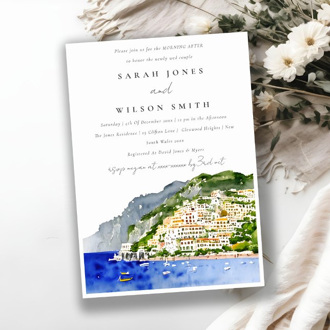 Chic Amalfi Coast Italy Landscape Morning After Invitation (Creator Uploaded)