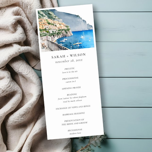 Chic Amalfi Coast Italy Landscape Wedding Program (Creator Uploaded)