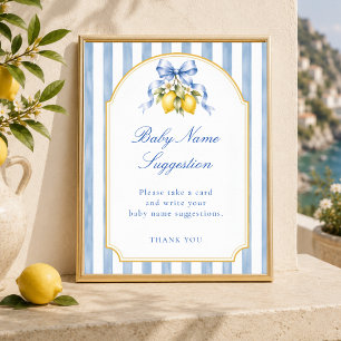 Chic Amalfi Lemon Baby Shower Name Suggestion Sign