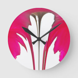Chic amazing Red rose under the white sky.png Round Clock