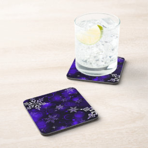 Chic Amethyst Purple Snowflake Motif Coaster