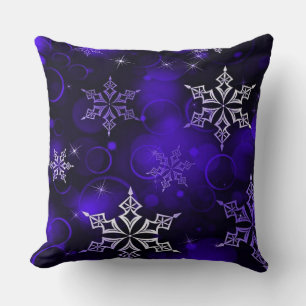 Chic Amethyst Purple Snowflake Motif Cushion