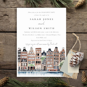 Chic Amsterdam Dutch Canal Landscape Engagement Invitation