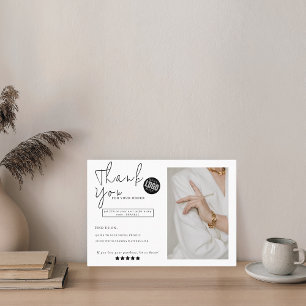 Chic and classic thank you personalised photo business card