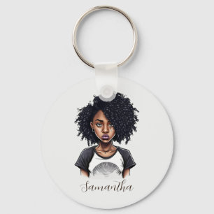 Chic and Classy Afro Woman Key Ring