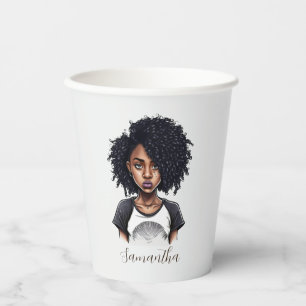 Chic and Classy Afro Woman Paper Cups