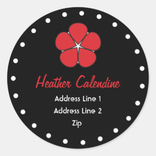 Chic and Cute Black and Red Address Label