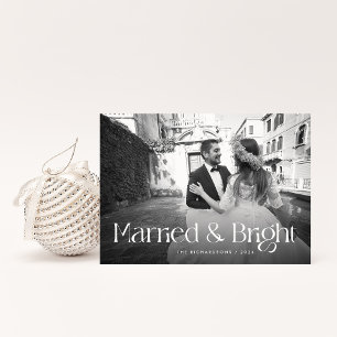 Chic and Elegant   Married Christmas with Photo Holiday Card