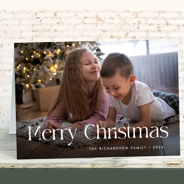 Chic and Elegant | Merry Christmas Photo Folded Holiday Card (Creator Uploaded)