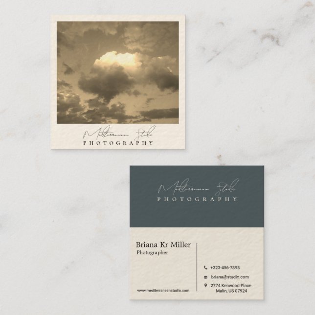 Chic and Elegant  modern minimalist photography Square Business Card (Front/Back)