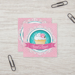 Chic and Elegant Square Cupcake Business Cards