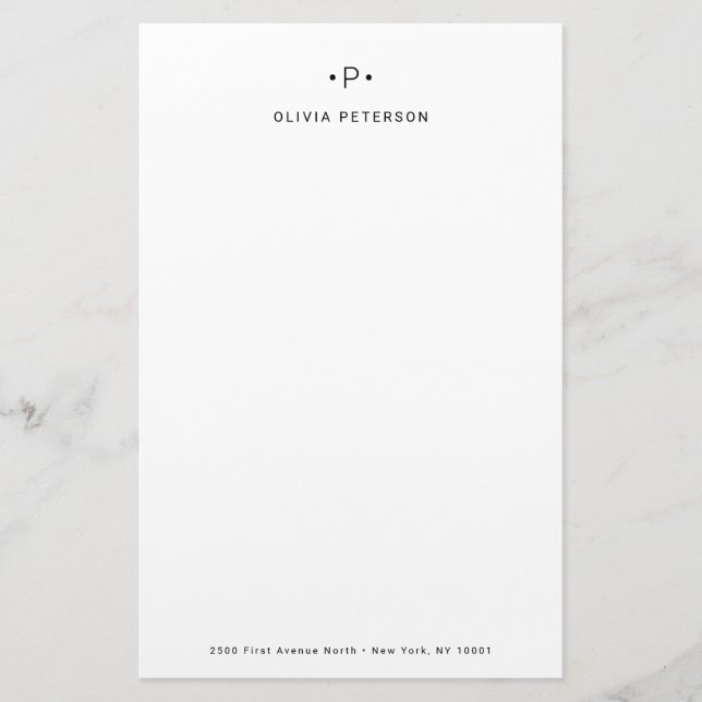 Chic and Minimal Monogram | Black and White Stationery (Front)