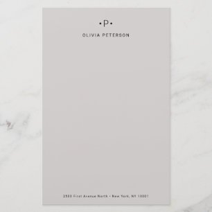 Chic and Minimal Monogram Grey Stationery
