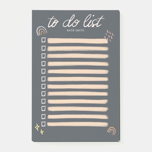 Chic and Sketchy Rainbow and Stars To do Lists Post-it Notes (Front)