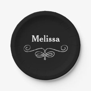 Chic and stylish black and silver paper plate