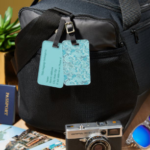 Chic and Stylish Blue and Teal Paisley Print Lugga Luggage Tag