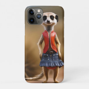 Chic and Stylish: Meerkat Girl in Skirt and Jacket iPhone 11 Pro Case