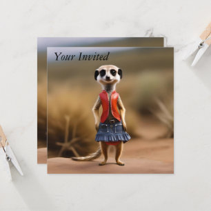 Chic and Stylish: Meerkat Girl in Skirt and Jacket Invitation