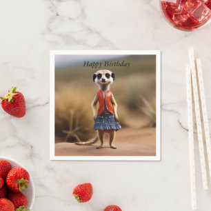 Chic and Stylish: Meerkat Girl in Skirt and Jacket Napkin