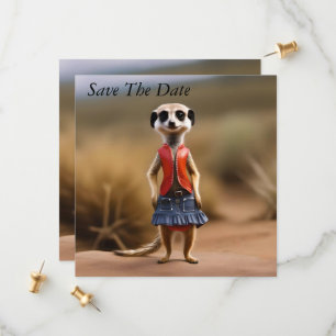 Chic and Stylish: Meerkat Girl in Skirt and Jacket Save The Date