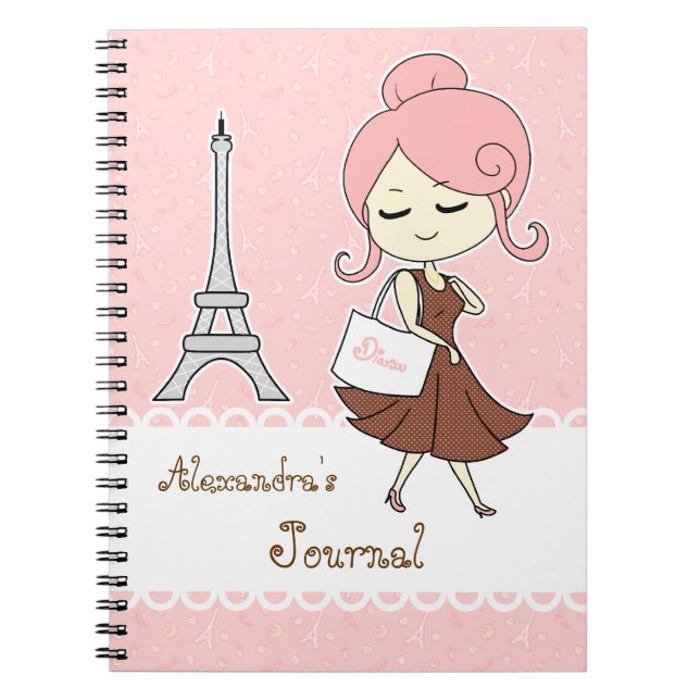 Chic and trendy Paris Eiffel tower Girly girl Notebook (Front)