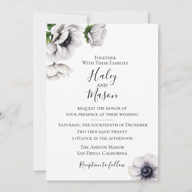 Chic Anemone Wedding Invitation (Front)
